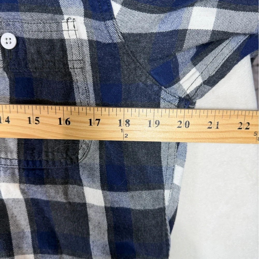 Lot of 2 J. Crew Medium Blue and Black Plaid Flannel Casual Shirts